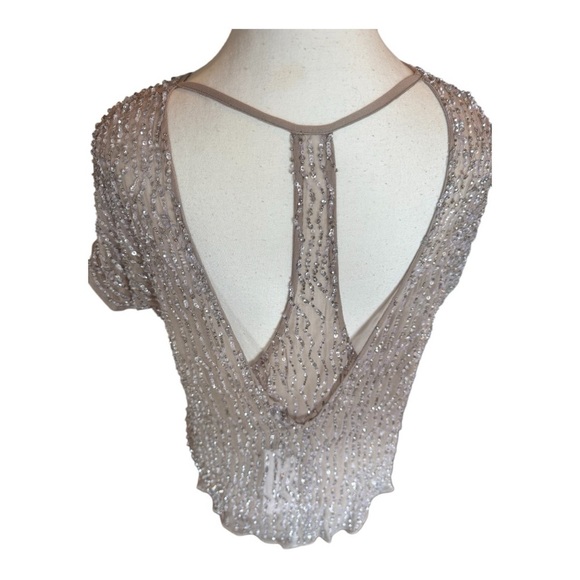 NWT* PARKER Hazel Silk Sequin Top Champagne Grey XS - Picture 7 of 10